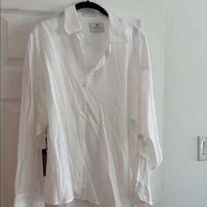 Babaton White Button-Up Shirt archive blouse